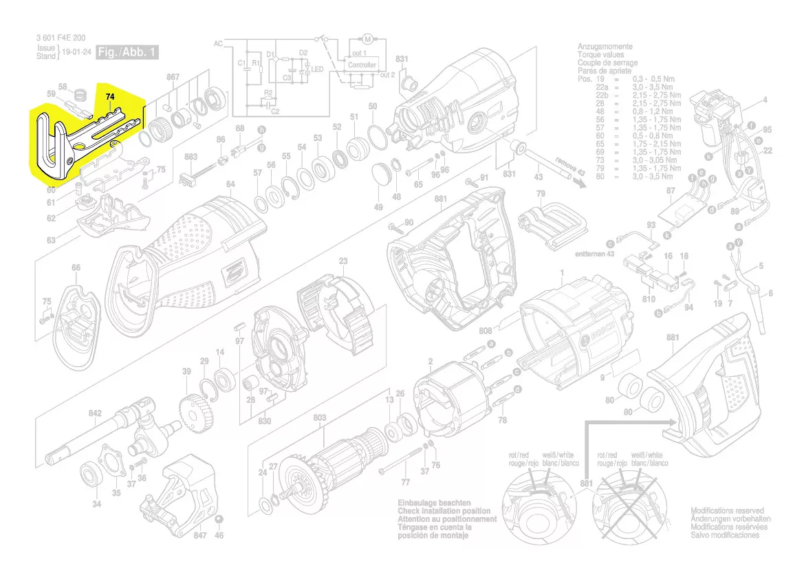 Pied / plaque de base scie sabre réf. 2 610 010 015